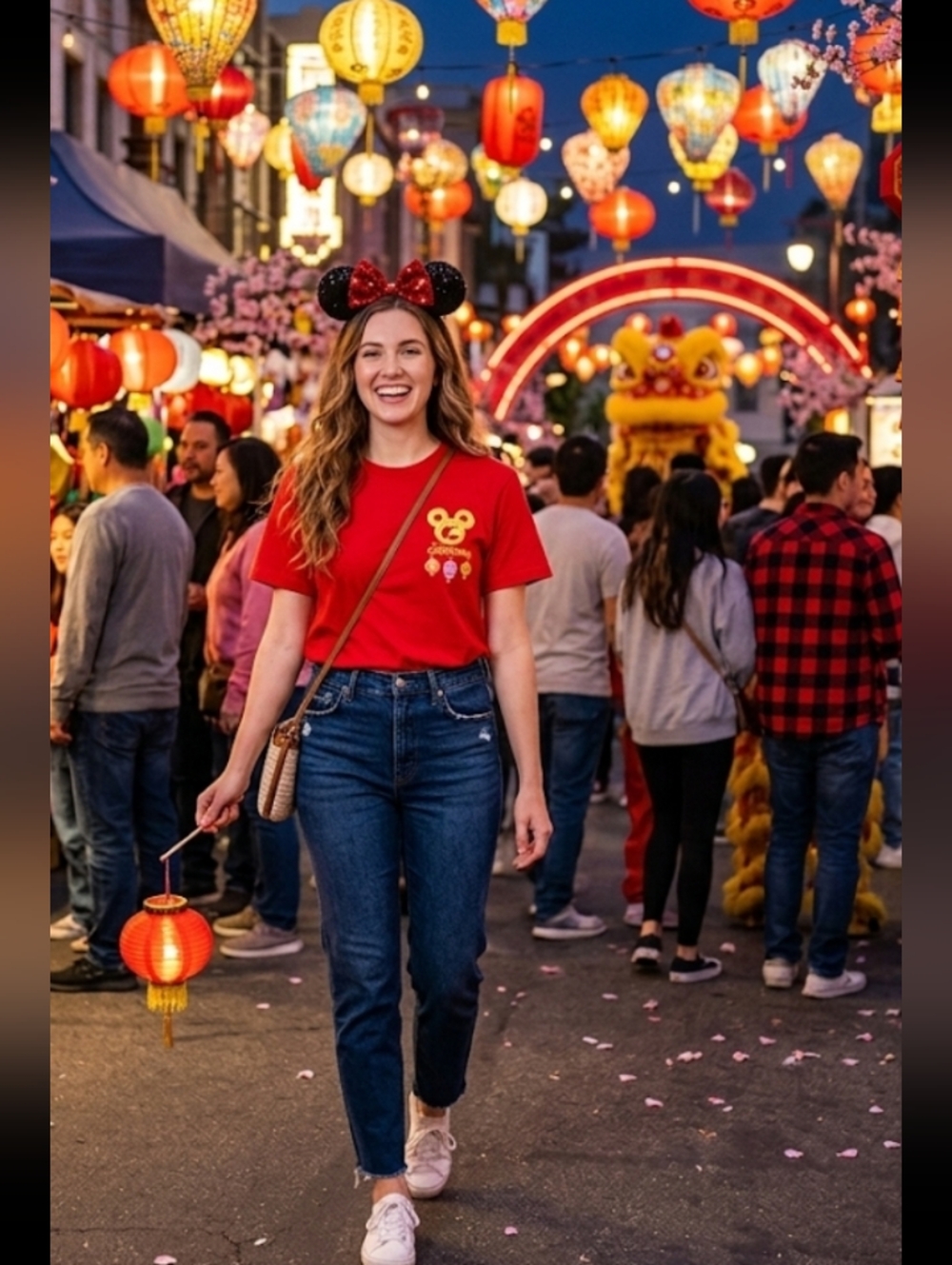 #22 Disney Red Gold CA Adventure  Lunar New Year T Shirt XS Unisex - Picture 2 of 7